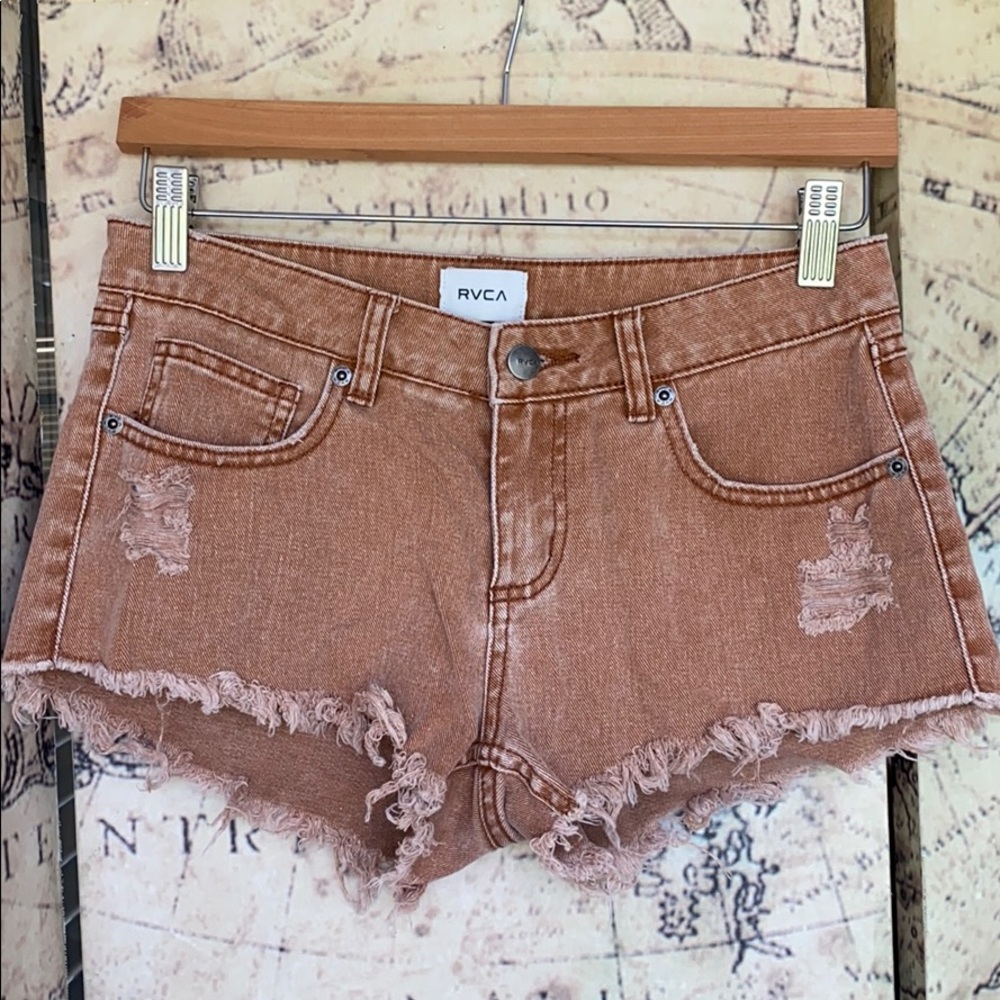 Dusty Orange cut offs RVCA